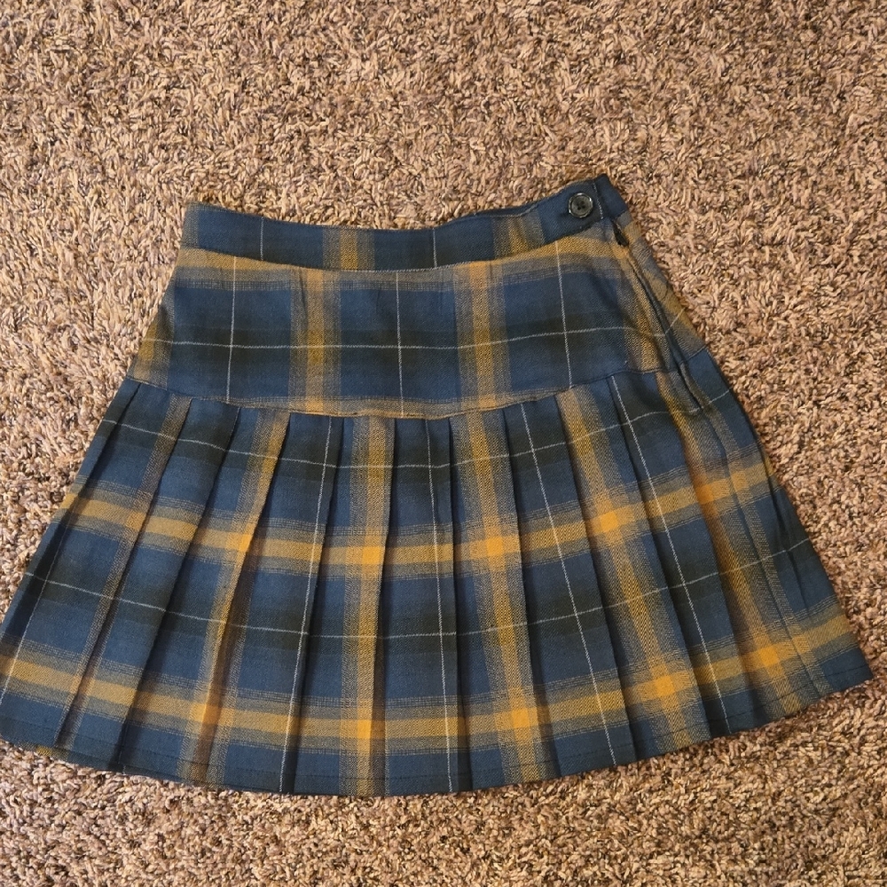 Dickies Navy and Mustard Plaid Skirt